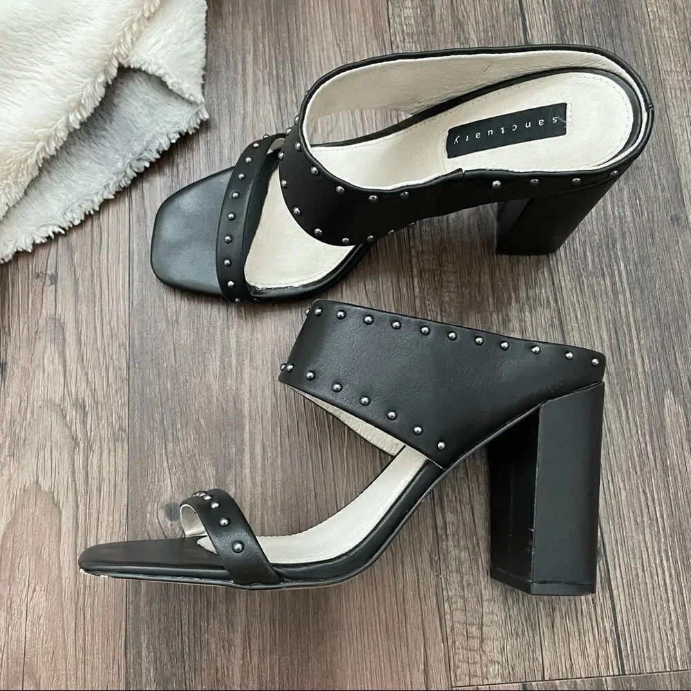 𝅺sanctuary Black Spears Studded Slide Sandal Size 8.5